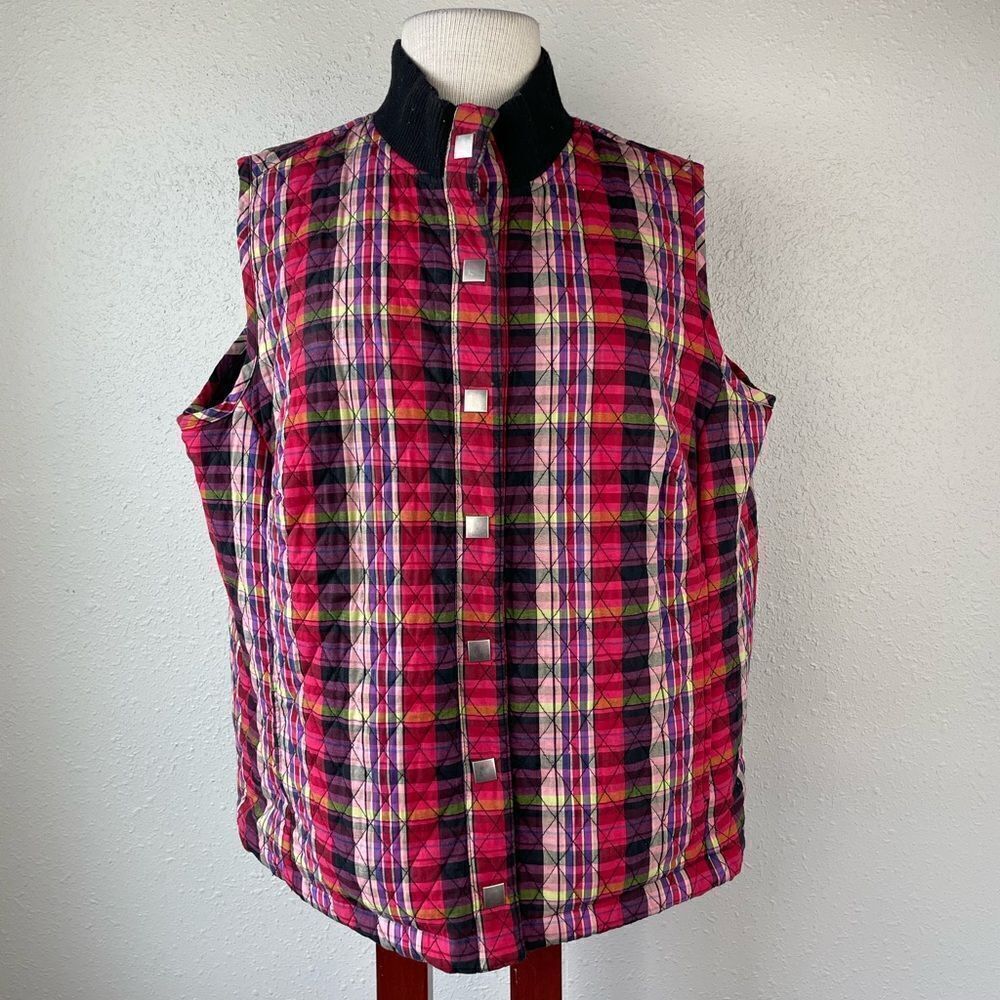 CJ Banks Button Down Plaid Vest Size X
